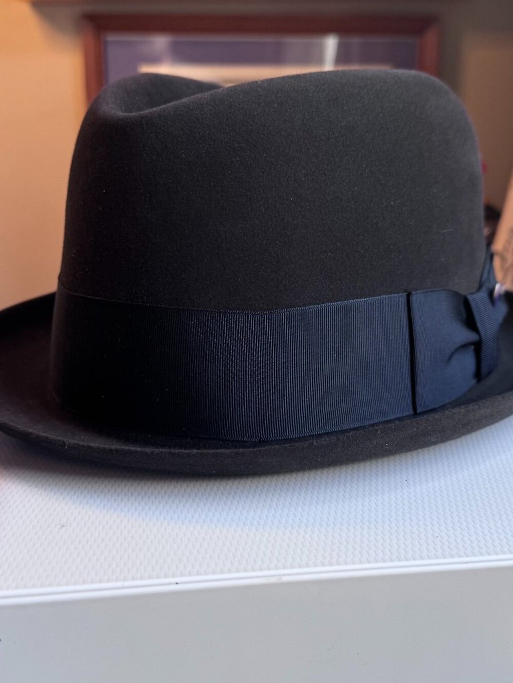 Vintage 1960s Dobbs Veluna Guild Edge Fedora Hat 7 5/8 Box AA Astrojet Pilot MEF